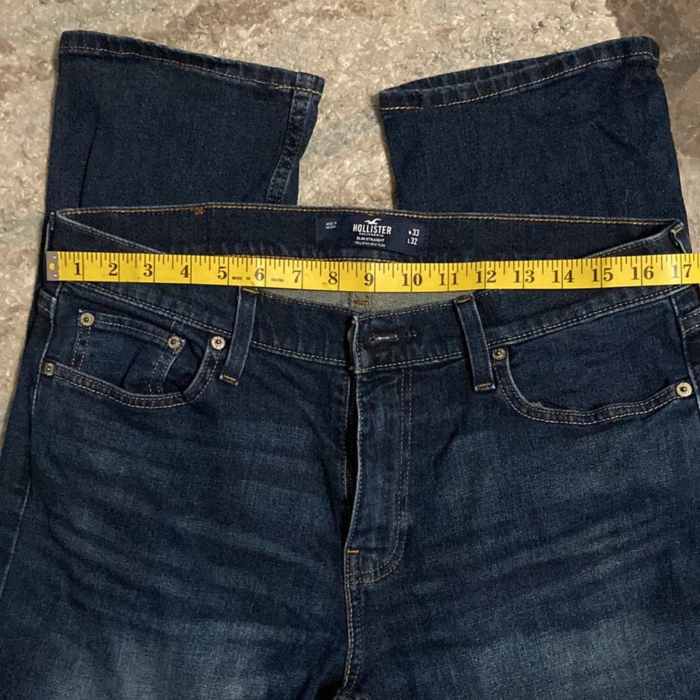 NWOT - Men’s Hollister Jeans (Dark Washed- Slim Straight) EPIC FLEX (33x32).. - Picture 3 of 9